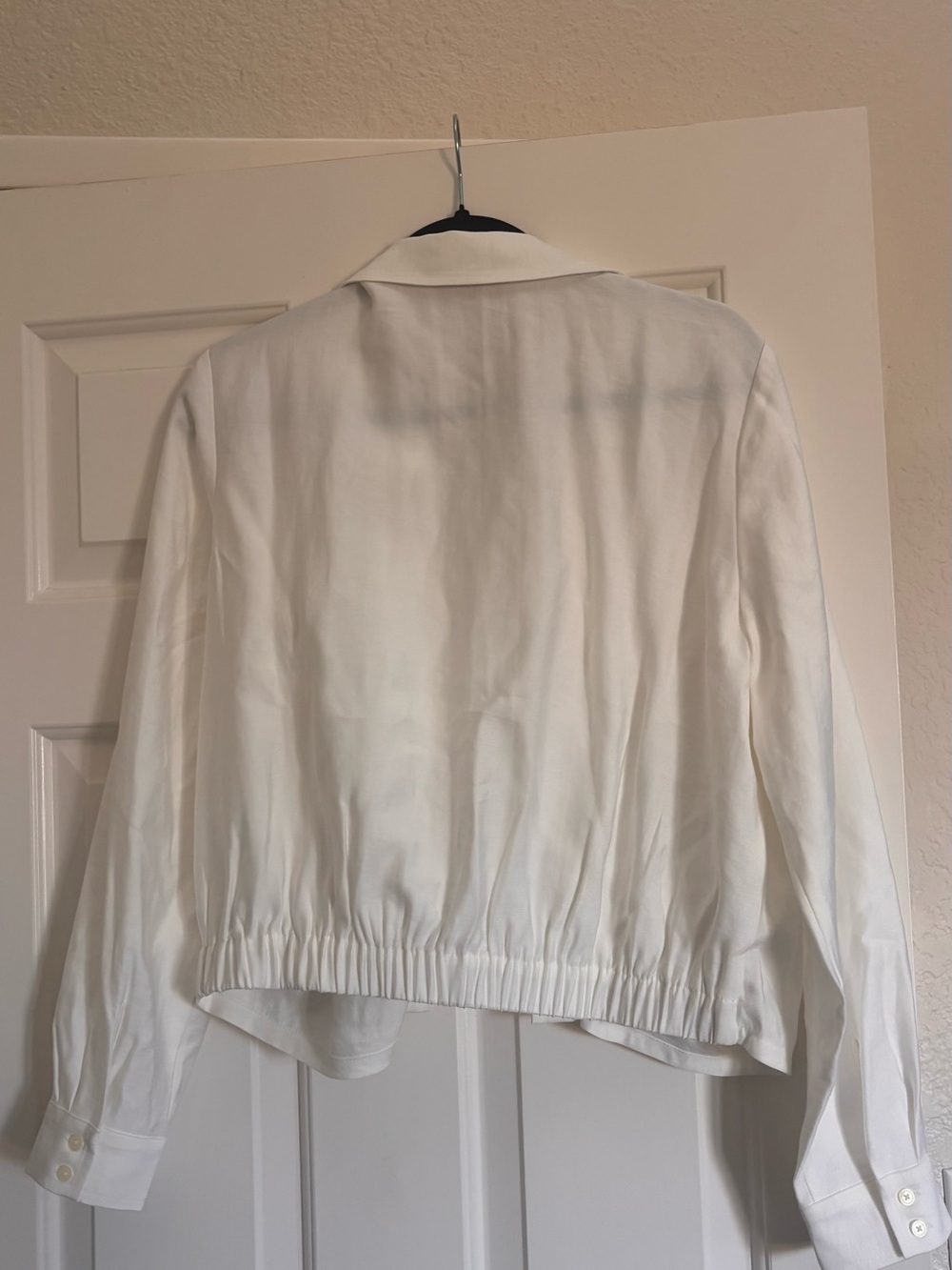 LOFT White Button-Front Ruffled Side Jacket - Picture 2 of 3